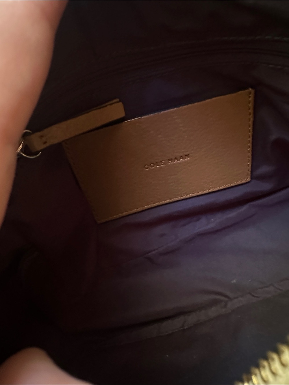 Cole Haan Benson Camera Bag- Light Brown Camel Cream and Red Leather - Picture 13 of 16